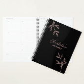 Élégant Script noir rose floral carnet de rendez-v (Devant avec enveloppe)