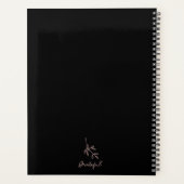 Élégant Script noir rose floral carnet de rendez-v (Dos)