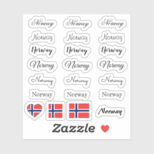 Elegant script Noorwegen & Noorse vlag / naam Set Sticker