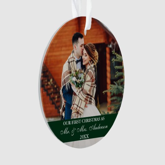 Élégant Script Notre Premier Chasseur de Noël Vert (devant)