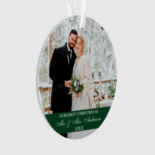 Élégant script Notre premier vert de Noël (devant)