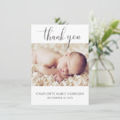 Élégant script Nouveau Faire-part bébé Carte photo (Debout devant)