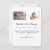 Élégant script Nouveau Faire-part bébé Carte photo (Dos)