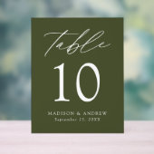 Élégant Script Olive Green Mariage Numéro de table (Neutre)