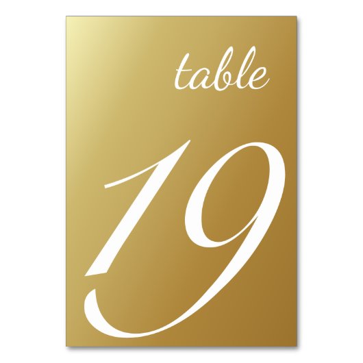 Élégant Script Ombre Gold Mariage Numéro de table (Par défaut)