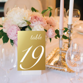 Élégant Script Ombre Gold Mariage Numéro de table