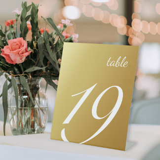 Elegant Script Ombre Gold Wedding Reclamebord Met Voetstuk