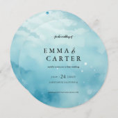 Elegant script onder het Zee Waterverf bruiloft Kaart (Voorkant / Achterkant)