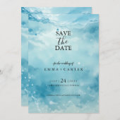 Elegant Script Onderwater Save the Date Watercolor (Voorkant / Achterkant)