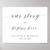 Elegant script Ons artikel begint hier Weddenschap Poster (Voorkant)