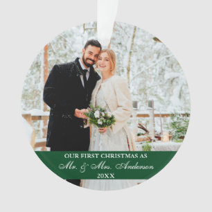 Elegant script onze eerste kerstgroen ornament