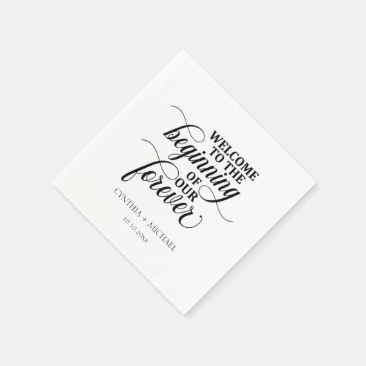 Elegant script 'onze eeuwige' bruiloft servet (Hoek)