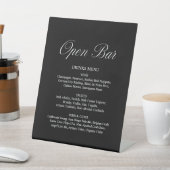 Elegant Script Open Bar Formele Zwarte Bruiloft Reclamebord Met Voetstuk (Insitu)
