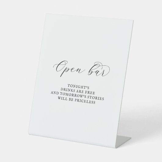 Elegant Script Open Bar-teken Reclamebord Met Voetstuk (Voorkant)