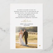 Élégant script or 2 photo mariage carte de remerci (Verso)