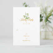 Élégant script or Mistletoe Mariage d'hiver RSVP (Debout devant)