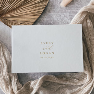 Élégant script or Monogramme Mariage livre d'hôtes