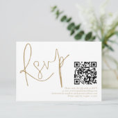 Elégant script or QR Code Mariage RSVP carte RSVP (Debout devant)