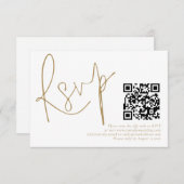 Elégant script or QR Code Mariage RSVP carte RSVP (Devant / Derrière)