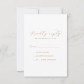 Élégant script or simple carte RSVP (Devant)