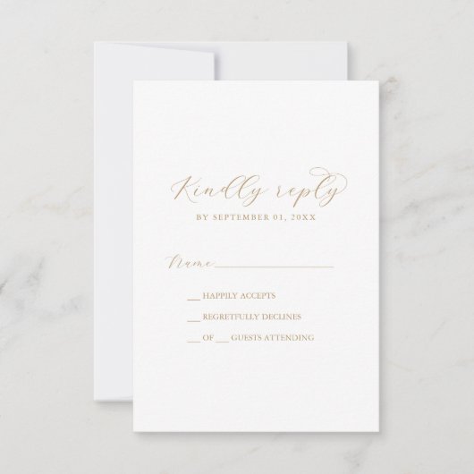 Élégant script or simple carte RSVP (Devant)