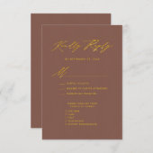 Élégant Script Or Terracotta Mariage simple RSVP (Devant / Derrière)