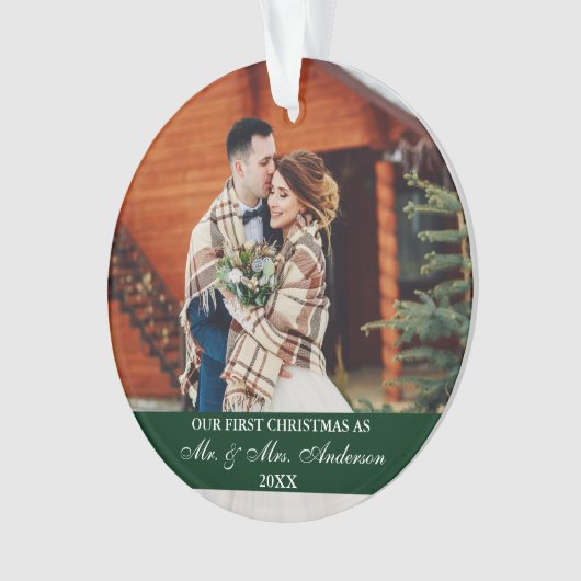 Elegant Script Our First KerstHunter Green Ornament (voorkant)