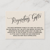 Elegant script over Huwelijkscadeaus Cream Informatiekaartje (Voorkant)