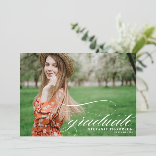 Elegant Script Overlay | Fotogradatiepartij Kaart (Staand voorkant)