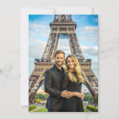 Elegant script Overlay Modern zwart wit Trouwen Kaart (Achterkant)