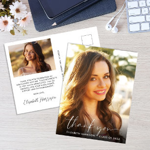 Elegant Script Overlay Photo Afstuderen Hartelijk Briefkaart