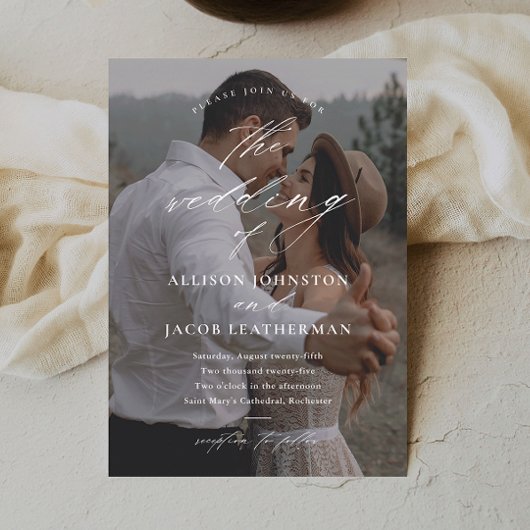 Elegant Script Overlay Photo Wedding Save The Date