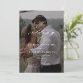 Elegant Script Overlay Photo Wedding Save The Date (Staand voorkant)