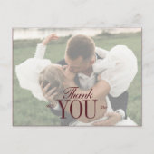 Elegant Script Overlay Wedding Photo Thank You Briefkaart (Voorkant)