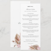 Elegant Script Pampas Grass Wedding  Menu (Voorkant / Achterkant)