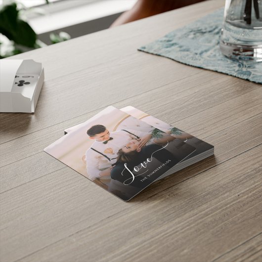 Elegant Script Passen getrouwd Foto bruiloft swag Pokerkaarten