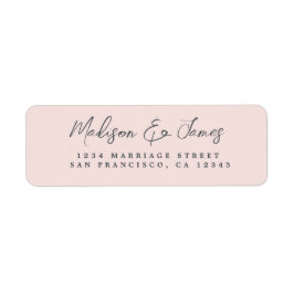 Elegant Script Pastel Pink Weduwadres Rendement Etiket