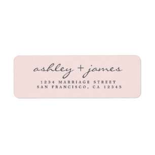 Elegant Script Pastel Pink Weduwadres Rendement Etiket