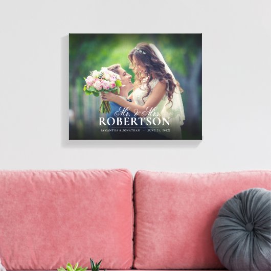 Elegant Script Personalized Wedding Canvas Afdruk (Insitu (Woonkamer))