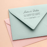 Élégant Script Personnalisé Noms Mariage Adresse d<br><div class="desc">Élégant Script Custom Names Mariage Retourner l'adresse Timbres en caoutchouc par invintage.</div>