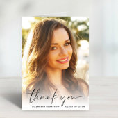 Elegant Script Photo Afstuderen Bedankkaart