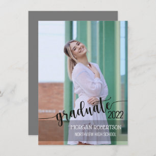 Elegant Script Photo Afstuderen Invitation Kaart