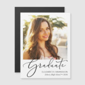 Elegant Script Photo Afstuderen Magnet Magnetische Uitnodiging (Voorkant / Achterkant)