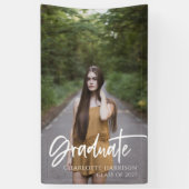 Elegant Script Photo Afstuderen Spandoek (Verticaal)
