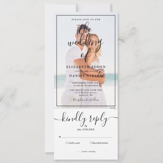 Elegant Script Photo All-in-One Weddenschap Kaart (Voorkant)