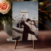 Elegant Script Photo Black White Wedding Kaart