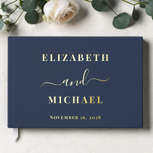 Élégant Script Photo Bleu Nuit Mariage