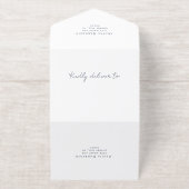 Elegant Script Photo Blue Wedding All In One Uitnodiging (Buiten)