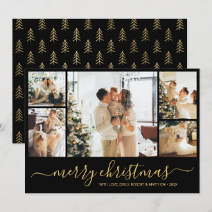 Elegant Script Photo Collage Kerstmis Kaart