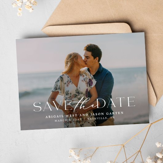 Élégant Script Photo de Save the Date